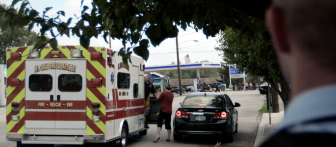 One staged scene may have been a little too realistic / Guardian Derangel EMT sent in response to a staged accident